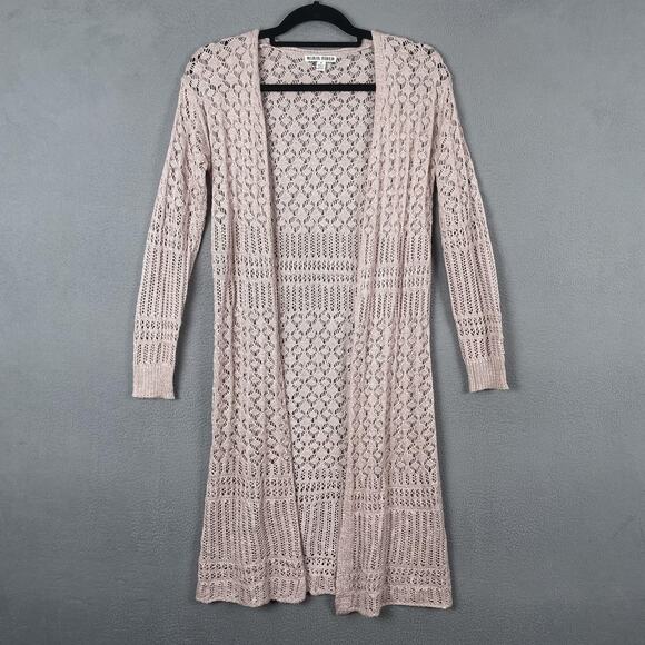 Moral Fiber Cardigan Womens Small Beige Open Knit Long Duster Sweater Boho Style - Picture 1 of 10